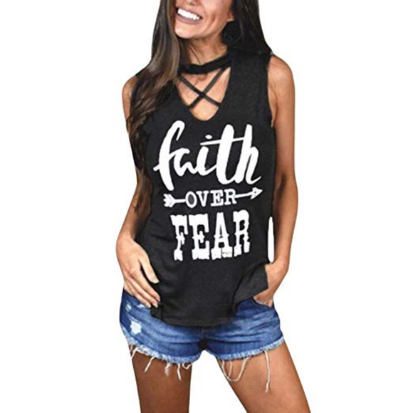 Tops - large faith over fear tank top